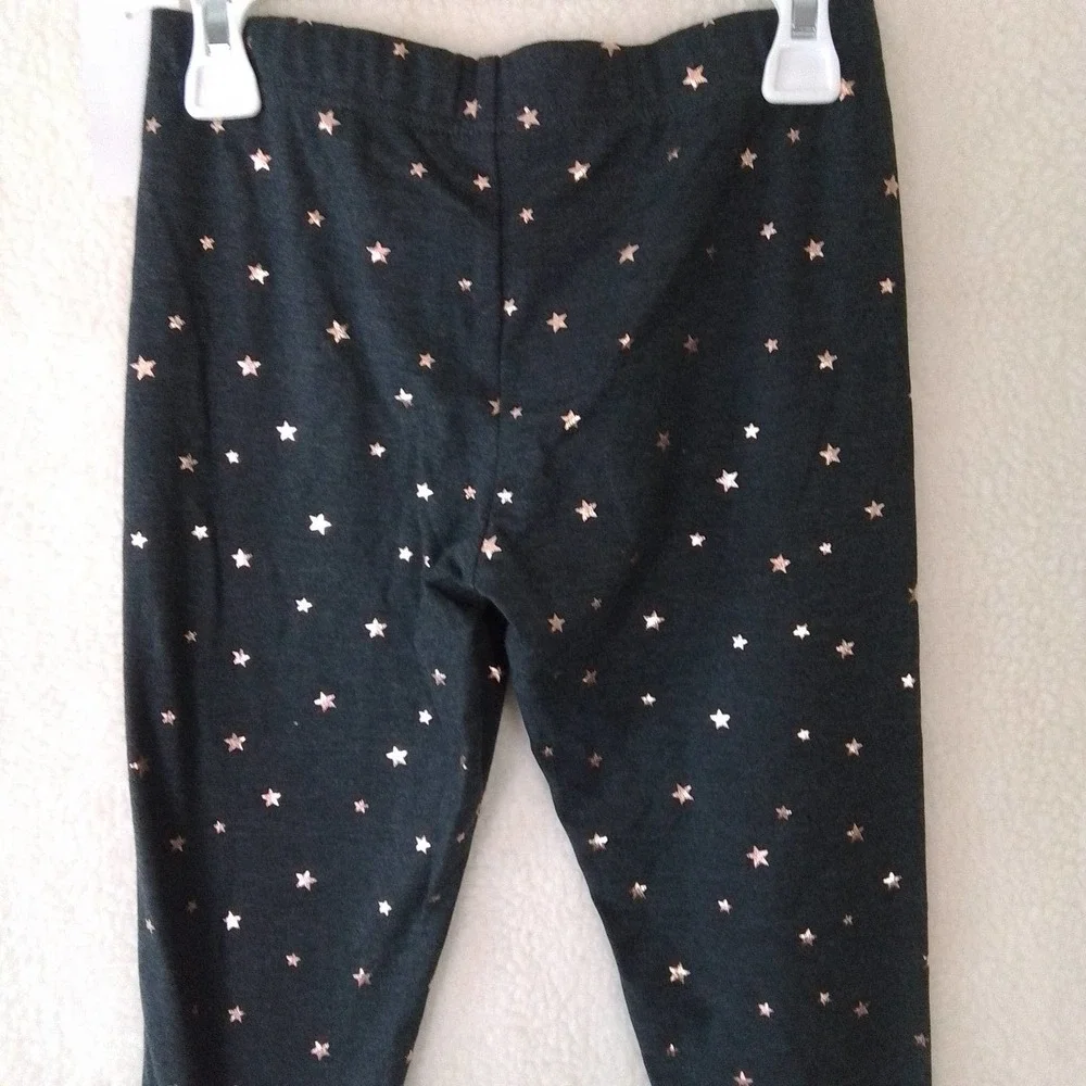 OshKosh Cotton Blend Leggings Size‎ 10 Dark Gray w/ Rose Gold Stars